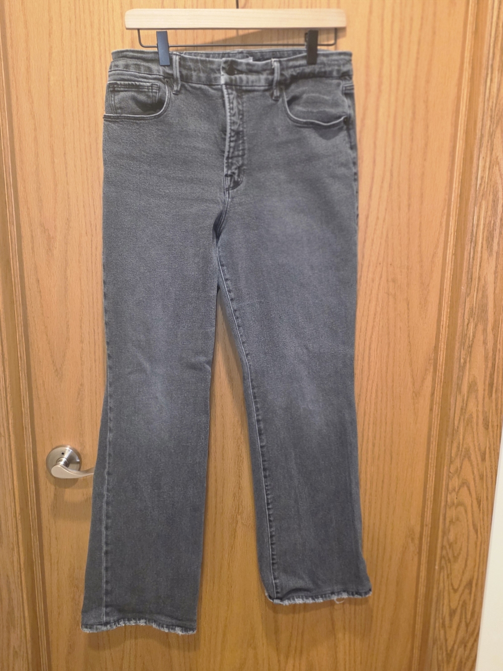 Good American Straight Leg High-Rise Gray Denim Jeans